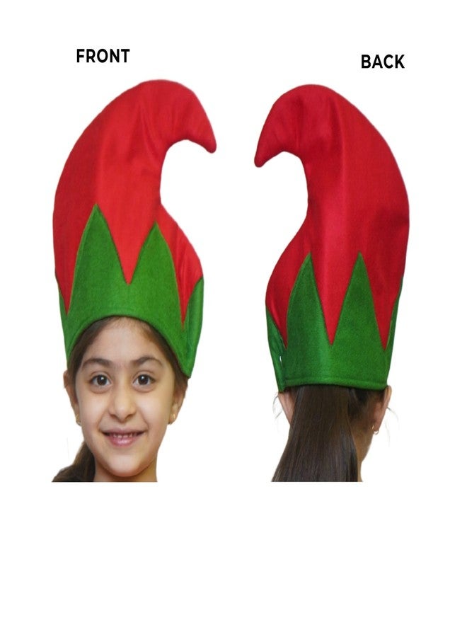 كاكو فانسي دريسيس قبعة قزم من كاكو للأطفال - إكسسوار تنكري لعيد الميلاد | قبعة سانتا ناعمة باللونين الأخضر والأحمر للحفلات واحتفالات عيد الميلاد - Image 2